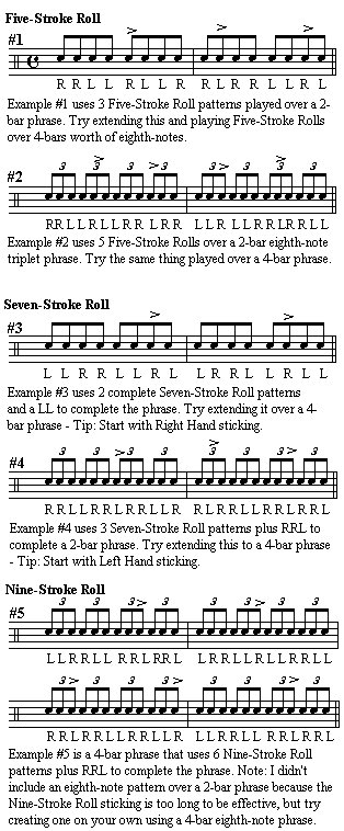 Five-, Seven-, and Nine-Stroke Roll Exercises