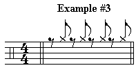 Example 3 - Off-Beat Eighth Note Rock Ride Pattern