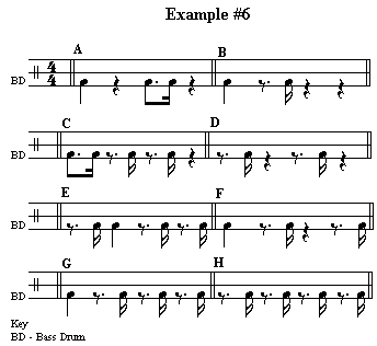 Example 6  - Rock Shuffle Kick Drum Patterns